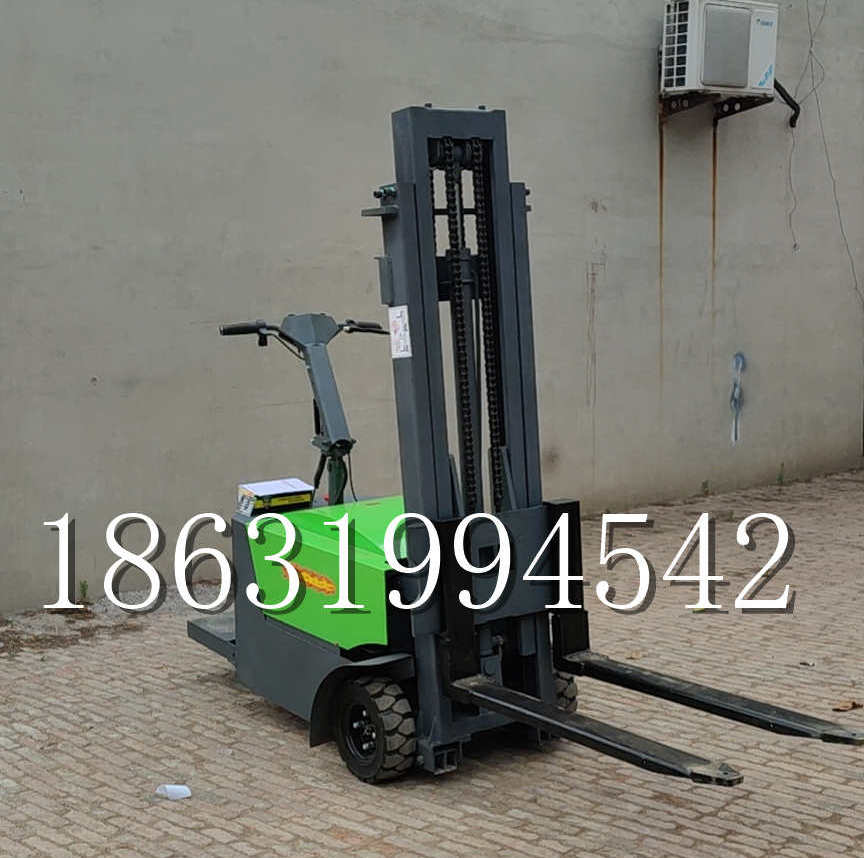 员林市优程全电动叉车插腿式堆高车液压装卸车1.5吨升高小型站驾式铲车